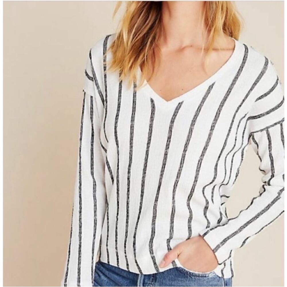 Anthropologie Willa Top Textured Black and White